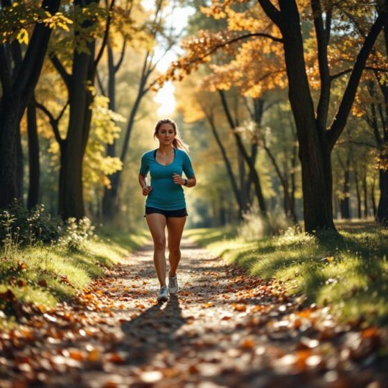 Sunlit urban trail suitable for a morning walking routine